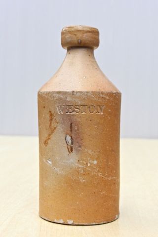 Antique C1840s Early Saltglazed Weston Ginger Beer Bottle - Dug In Bath Area