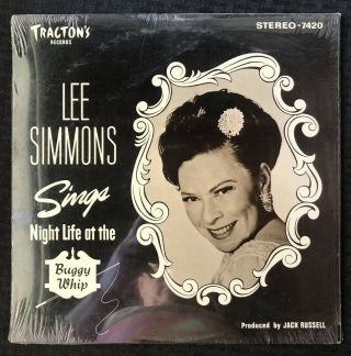 Lee Simmons Sings Night Life At The Buggy Whip Jazz 1966 Album Lp 7420 - Nm Rare