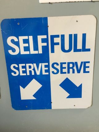 Vintage Metal Self Service Full Serv Island Sign Gas Service Station