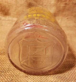 OLD VINTAGE PAGE ' S DAIRY TOLEDO OHIO GLASS QUART MILK BOTTLE RED GOLD PAINT 5