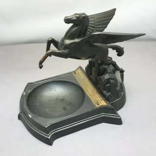 Vintage Mobil Oil Pegasus Metal Desk Ashtray