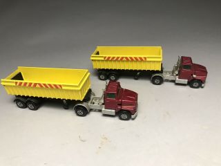 Pair Vintage Matchbox K 16/18 Ford Lts Tractor Trucks With King Tippers