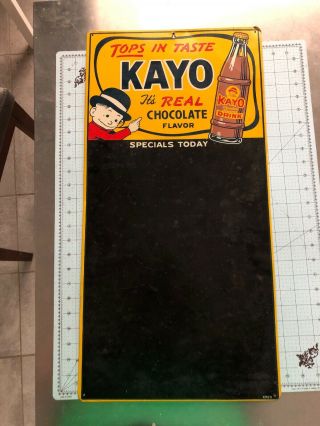 Rare Vintage Kayo Chocolate Beverage Menu Board Sign Antique Soda Drink 9926