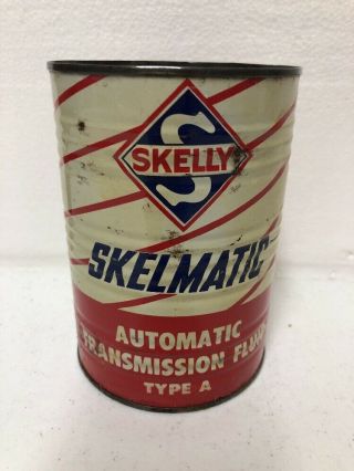 Vintage Skelly Oil & Gas Skelmatic Automatic Transmission Fluid Quart Can Full