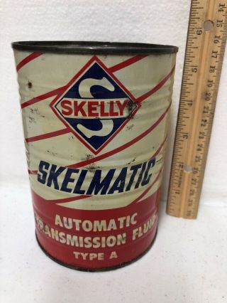 Vintage Skelly Oil & Gas Skelmatic Automatic Transmission Fluid Quart Can Full 7