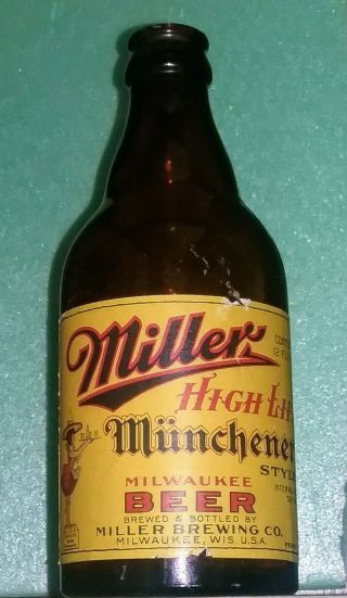 Miller Munchener Style Steinie Beer Bottle Co.  Milwaukee,  Wi.  Irtp U Permit Rare
