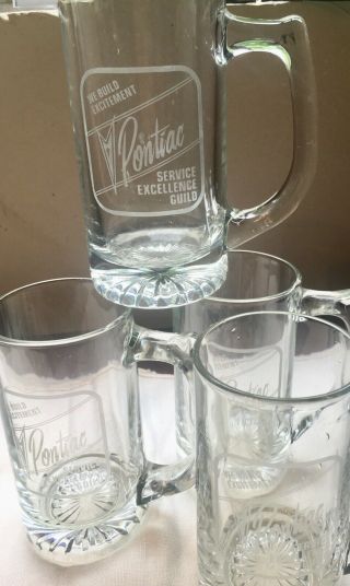 4 Pontiac Service Excellence Guild Beer Mugs Collector Car