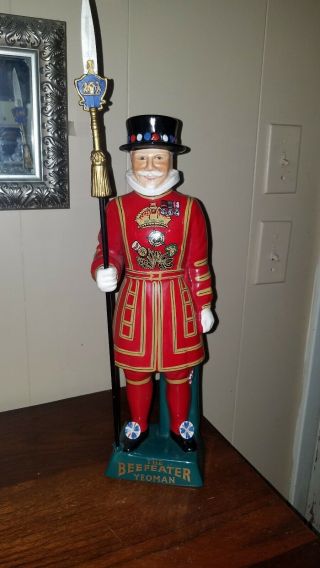 Vintage Beefeater Yeoman Decanter Hand Painted Carltonware London 16 " Tall