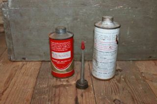 Vtg 4 & 3 Oz TEXACO Home Oil Can Oiler Metal Spout tin 2