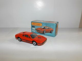 Matchbox S/f No.  70 - D Ferrari 308 Gtb Orange/red Body W/tempa,  U.  K.  Cast Pict.  Box