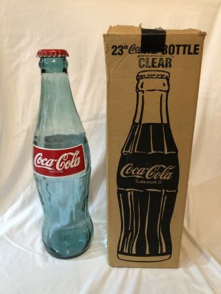 Rare 23 Inch Glass Coke Bottle With Box Collectible Coca Cola Cap