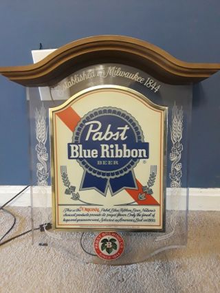 Vintage 1981 Pabst Blue Ribbon Lighted Beer Sign Great 20.  5 " Man Cave Art