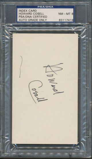 Howard Cosell Signed Index Card Psa/dna Certified Authentic Auto Autograph 7419