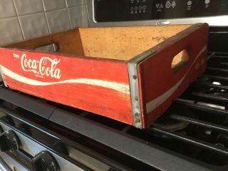 Vintage Old Antique Coca Cola Wooden Crate Red 12” X 18” 2