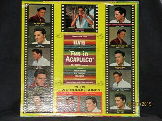 Elvis Presley " Fun In Acapulco " 1963 1st Press Promo Lp Lpm - 2756.  Near