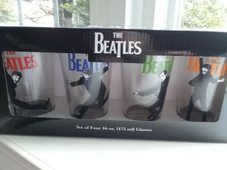 The Beatles Set Of 4 Glasses 16 Oz Nib