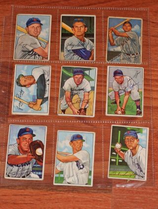 1952 Bowman Baseball,  15 Diff.  2 Autographed 11 Detroit Tigers
