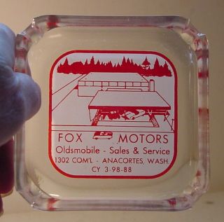 Oldsmobile Fox Motors Advertising Glass Ashtray Anacortes Washington