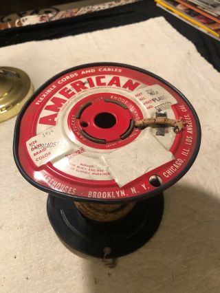 Vintage American Metal Flexible Cords Cable Wire Spool Advertising Thermostat