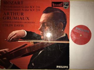 Grumiaux Mozart Violin Conc Davis Philips St Ay R/s Vg,
