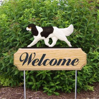 Cavalier King Charles Spaniel Wood Welcome Outdoor Sign Black