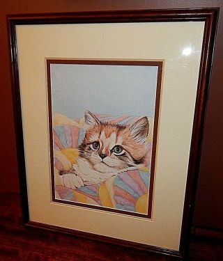 Kitten Watercolor,  Painting (not A Print Of Any Kind).  Framed & Signed.