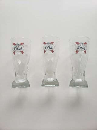 3pc Collectible Kronenbourg 1664 Set Of Beer Glasses 0.  25 L,  8oz,  Stamped Bottom