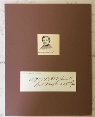 Antique Civil War Union General Alexander M Mccook Autograph Signed Card Paper