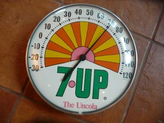 Vintage C.  1970 7up Peter Max Soda Pop 12  Glass Metal Thermometer Sign