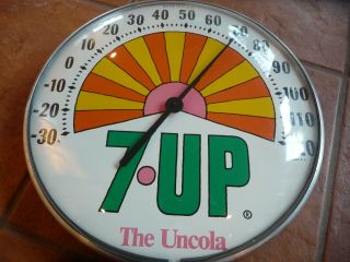Vintage C.  1970 7UP Peter Max Soda Pop 12  Glass Metal Thermometer Sign 2