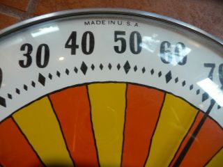 Vintage C.  1970 7UP Peter Max Soda Pop 12  Glass Metal Thermometer Sign 3