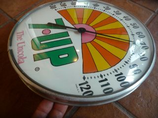 Vintage C.  1970 7UP Peter Max Soda Pop 12  Glass Metal Thermometer Sign 7