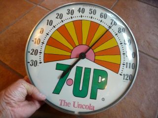 Vintage C.  1970 7UP Peter Max Soda Pop 12  Glass Metal Thermometer Sign 8