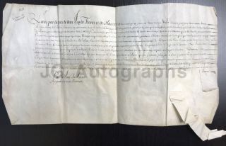 1651 France - 9.  5 " X 17.  5 " Oversized Antique French Manuscript Vellum Document