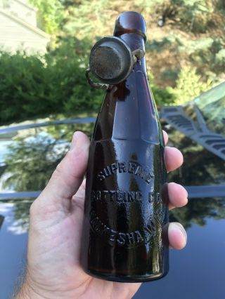 Supreme Bottling Co.  Blob Weiss Beer Bottle Waukesha Wis Wi 1896 - 1910 Very Rare
