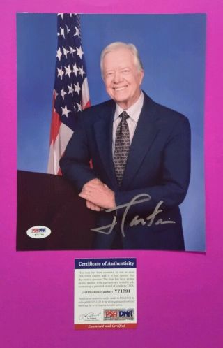 President Jimmy Carter Signed 8 " X 10 " Photo Psa/dna Certificate Of Authenticity