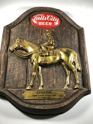 Vintage 1972 Falls City Beer Citation 1948 Kentucky Derby Triple Crown Sign
