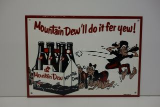 Mountain Dew Bottles Die Cut Steel Enamel Sign 8 1/2 " High By 12 " Wide Colorful