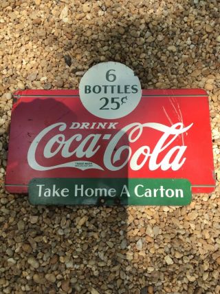 1934 Coca Cola Carton Display Rack Sign - Colors - 6 For A Quarter