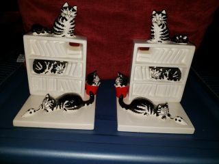 Two (2) B.  Kliban Taste Setter Sigma Cat And Mouse Ceramic Bookend