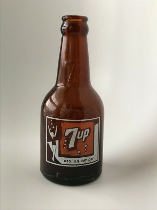 Vintage 1946 Squatty Brown 7up Bottle From Streator,  Illinois