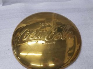 Vintage Drink Coca Cola 16 " Round Metal Button Sign Gold