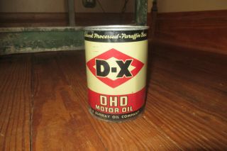 Vintage D - X Dhd Motor Oil Can Sunray Quart Full Dx Sae 20w Tulsa Ok