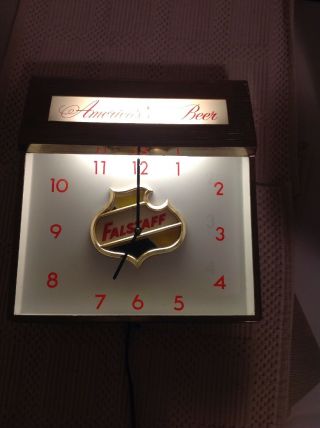 Vintage Beer Clock Falstaff Store Display Lighted Clock