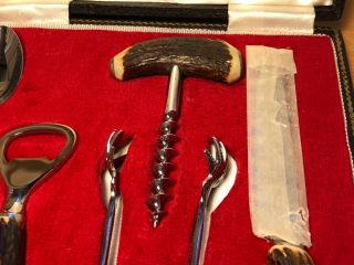 Vintage Boxed BUTLER OF SHEFFIELD STAG HORN 5 Piece Luxury Bar Set - 3