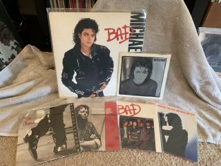 Michael Jackson Vinyl Bad Album Bundle Of 6 Man In The Mirror Single 7in.