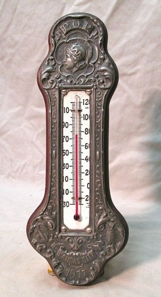 Vintage 1911 Priest Of Pallas Wall Thermometer Sign Kansas City P.  O.  P.  Fair