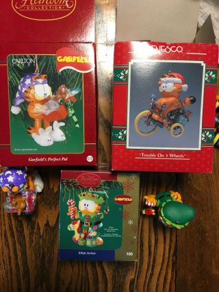Set Of 3 Garfield The Cat Christmas Ornaments