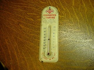 Vintage " Sohio " You Start Or We Pay Thermometer Ea Allen Tel 3256 - 6 - 3/8 " L
