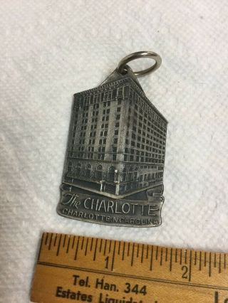 Antique Pewter Key Fob Keychain The Hotel Charlotte North Carolina Bastian Bros 2